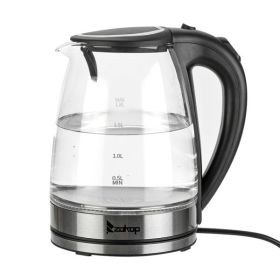 [Old Code: 93541003] ZOKOP HD-1857-A 110V 1200W 1.8L Electric Glass Kettle US Plug